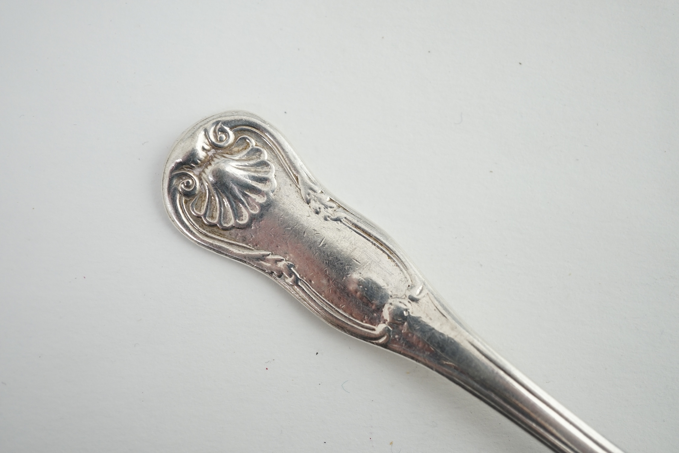 A harlequin set of eleven Georgian and Victorian silver Kings pattern dessert forks, various dates and makers